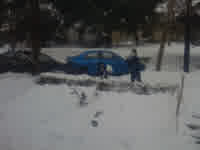 getting snow for our snowman